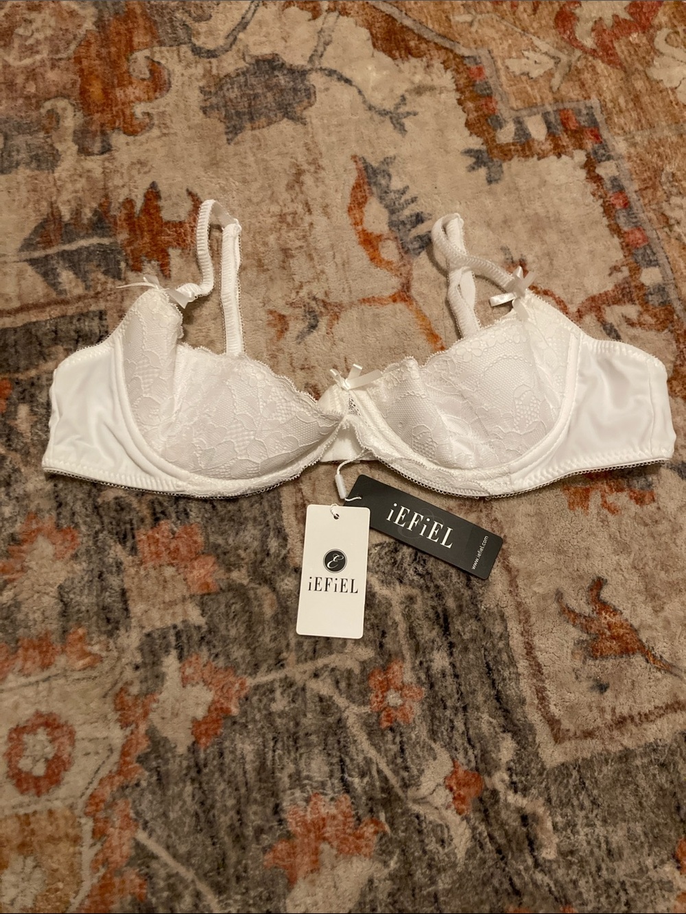 iEFiEL Women's White Balconette Cup Lace Underwire Bra Size XXL